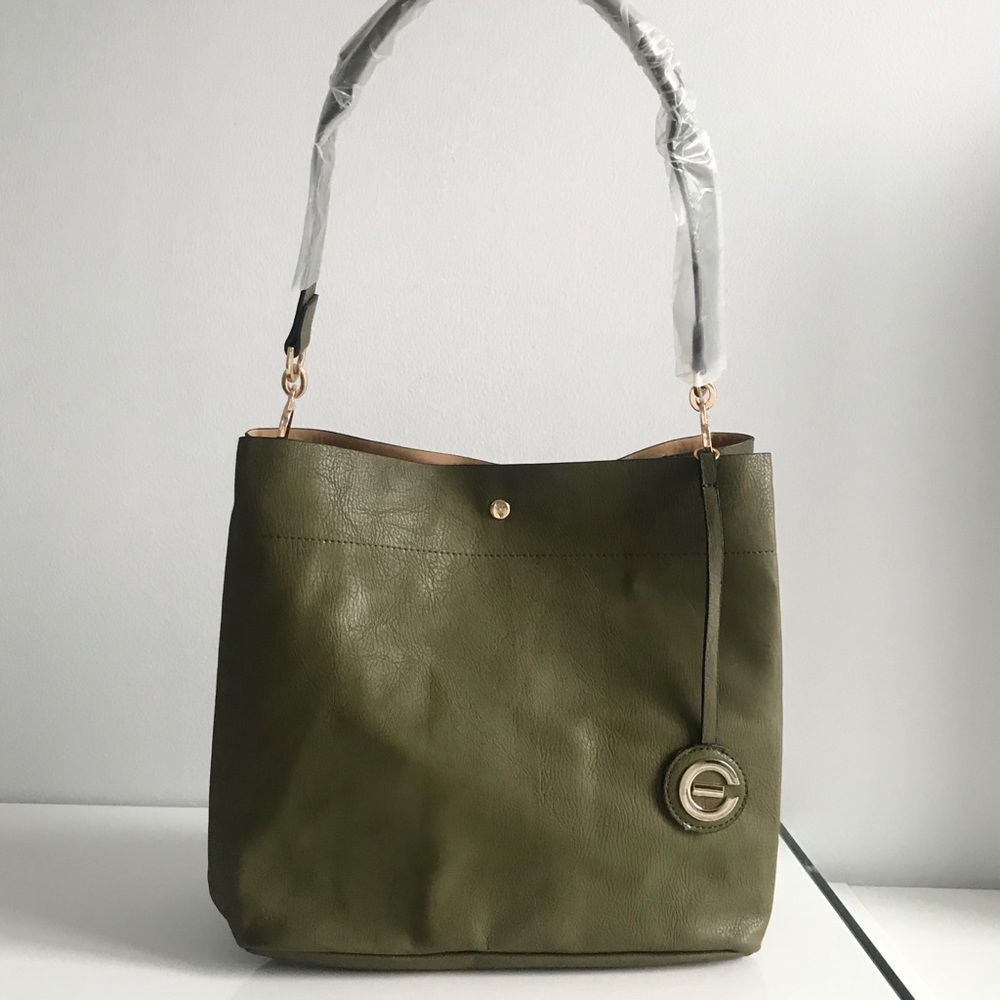 Elizabeth Grant Army Green Gold Hobo Shoulder Bag Spring Summer Bag